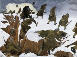 Over the Top by John Nash. 1Bn Artists Rifles at Marcoing, 30 Dec 1917. IMPERIAL WAR MUSEUMS. © IWM (Art.IWM ART 1656)
